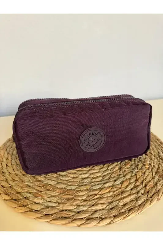 Clinker Water Resistant Clinker Fabric Washable Two Compartment Pencil Case Pen Box Wallet Type-purple - 2
