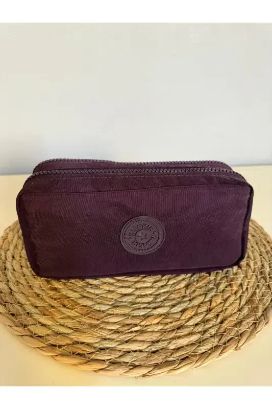 Clinker Water Resistant Clinker Fabric Washable Two Compartment Pencil Case Pen Box Wallet Type-purple - 3