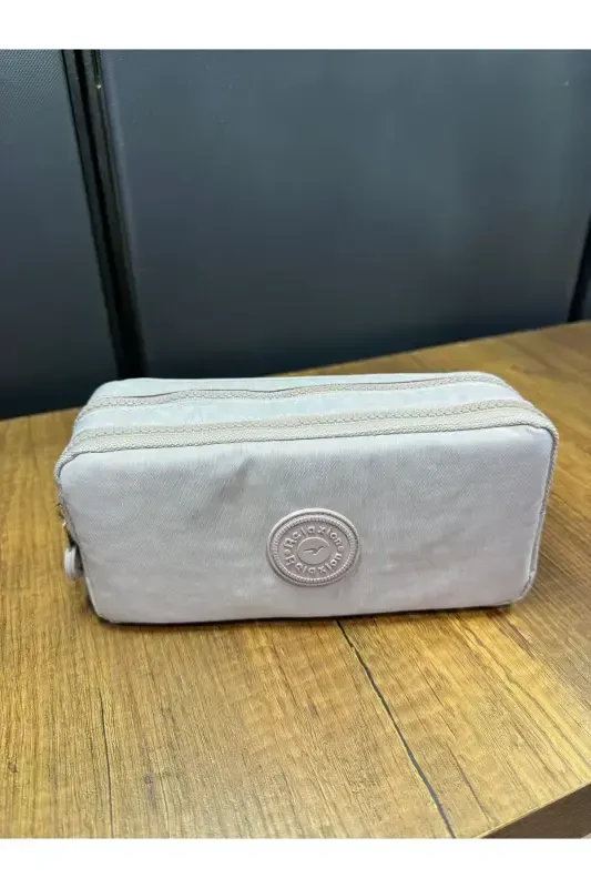 Clinker Water Resistant Clinker Fabric Washable Two Compartment Pencil Case Pencil Box Wallet Type-cream - 2