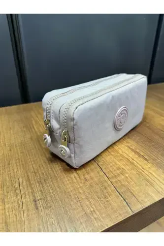 Clinker Water Resistant Clinker Fabric Washable Two Compartment Pencil Case Pencil Box Wallet Type-cream - 3