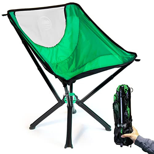 CLIQ Portable Chair - Lightweight Folding Chair for Camping - Supports 300 Lbs - Perfect for Outdoor Adventures - Moss Chair - 8