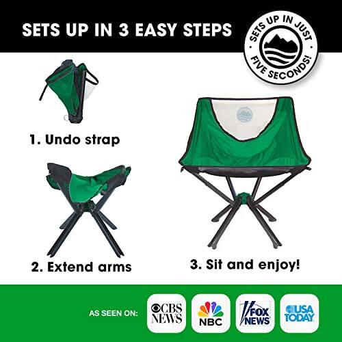 CLIQ Portable Chair - Lightweight Folding Chair for Camping - Supports 300 Lbs - Perfect for Outdoor Adventures - Moss Chair - 9