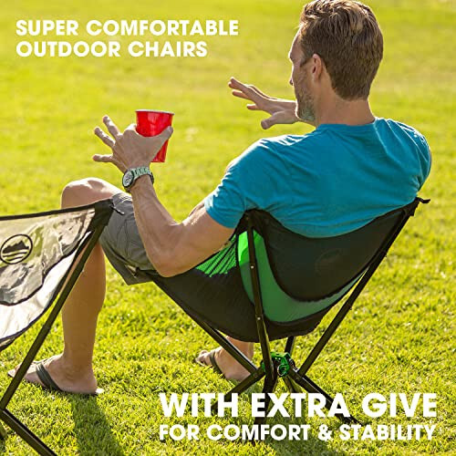 CLIQ Portable Chair - Lightweight Folding Chair for Camping - Supports 300 Lbs - Perfect for Outdoor Adventures - Moss Chair - 13