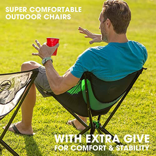 CLIQ Portable Chair - Lightweight Folding Chair for Camping - Supports 300 Lbs - Perfect for Outdoor Adventures - Moss Chair - 13