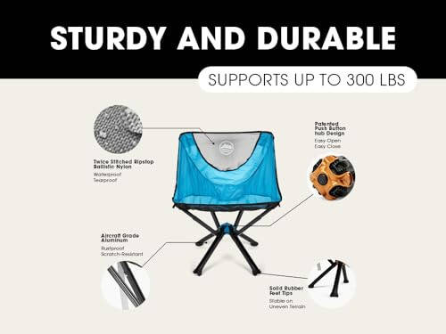 CLIQ Portable Chair - Lightweight Folding Chair for Camping - Supports 300 Lbs - Perfect for Outdoor Adventures - Sky Chair - 11