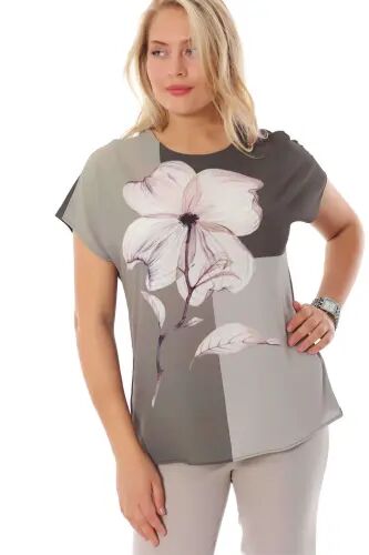Cloisonne Pattern Low Sleeve Khaki Blouse - 7