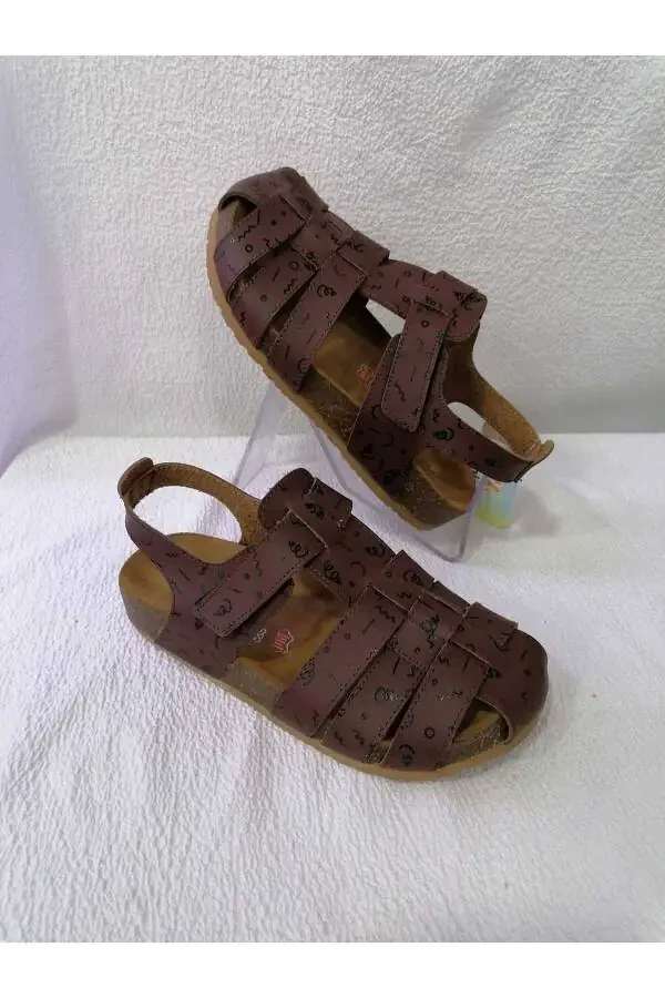 Closed Toe Genuine Leather Orthopedic Cork Sole Children's Sandal - 2