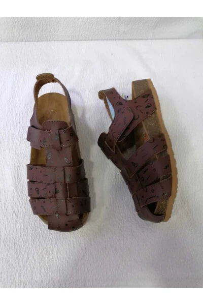 Closed Toe Genuine Leather Orthopedic Cork Sole Children's Sandal - 3