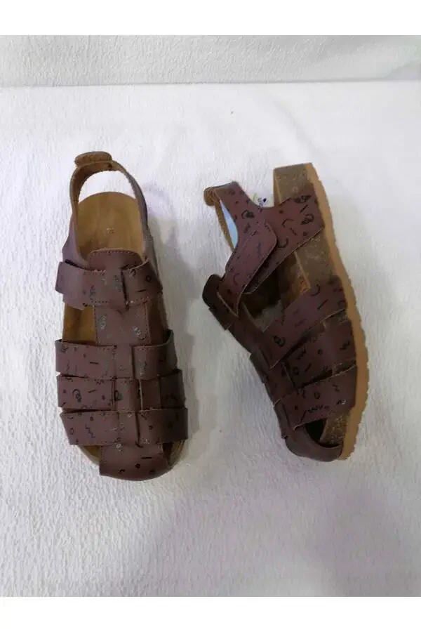 Closed Toe Genuine Leather Orthopedic Cork Sole Children's Sandal - 3
