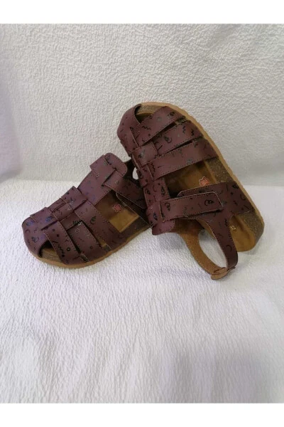 Closed Toe Genuine Leather Orthopedic Cork Sole Children's Sandal - 6