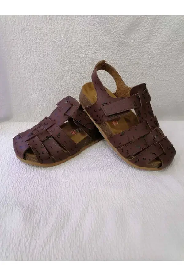 Closed Toe Genuine Leather Orthopedic Cork Sole Children's Sandal - 7