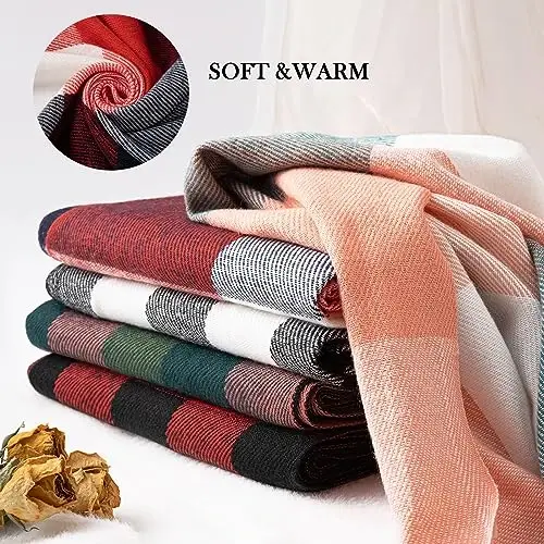 Clothirily Ayollar Qishki Sharfi, Ayollar uchun Moda CasModazoneere Feel Plaid Sharflar, PasModazoneina Roʻmollar va Oʻralmalar, Uzun Adyol Sharf - 5