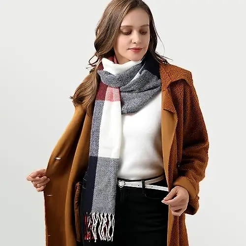 Clothirily Ayollar Qishki Sharfi, Ayollar uchun Moda CasModazoneere Feel Plaid Sharflar, PasModazoneina Roʻmollar va Oʻralmalar, Uzun Adyol Sharf - 6