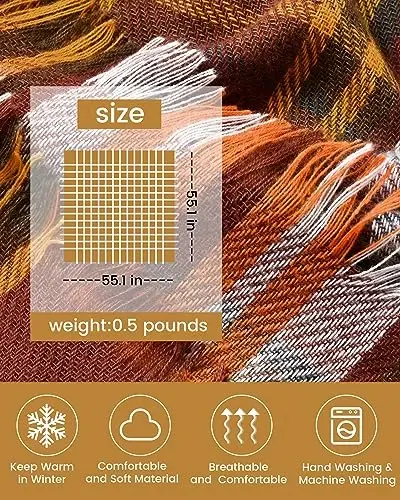 Clothirily Womens Winter Scarf, Oversized Long Blanket Plaid Shawl Wrap | Soft CasModazoneere Feel, Warm PasModazoneina Shawl and Wrap, Fashion Plaid Pattern with Tassel, Oversized Fit, Ideal Fall Winter Gift - 4