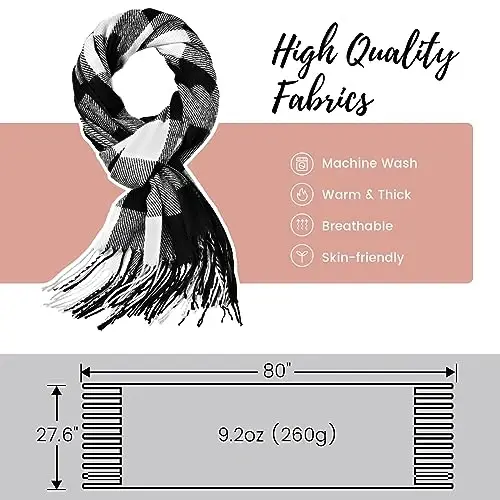 Clothirily Womens Winter Scarf, Fashion CasModazoneere Feel Plaid Scarfs for Women, PasModazoneina Shawls and Wraps, Long Blanket Scarf - 3