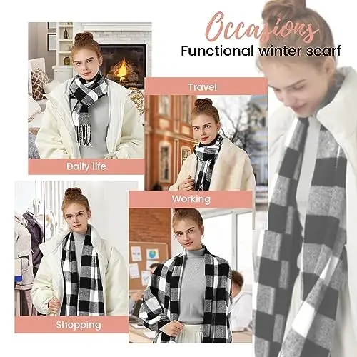 Clothirily Womens Winter Scarf, Fashion CasModazoneere Feel Plaid Scarfs for Women, PasModazoneina Shawls and Wraps, Long Blanket Scarf - 7