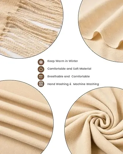 Clothirily Womens Winter Scarf, Fashion CasModazoneere Feel Plaid Scarfs for Women, PasModazoneina Shawls and Wraps, Long Blanket Scarf - 6