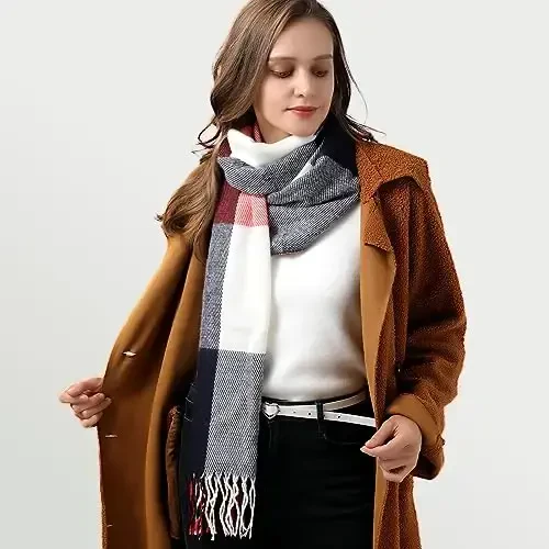 Clothirily Womens Winter Scarf, Fashion CasModazoneere Feel Plaid Scarfs for Women, PasModazoneina Shawls and Wraps, Long Blanket Scarf - 6