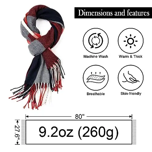 Clothirily Womens Winter Scarf, Fashion CasModazoneere Feel Plaid Scarfs for Women, PasModazoneina Shawls and Wraps, Long Blanket Scarf - 3