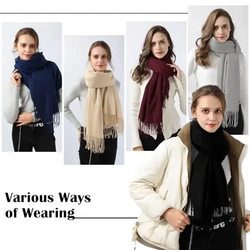 Clothirily Womens Winter Scarf, Fashion CasModazoneere Feel Plaid Scarfs for Women, PasModazoneina Shawls and Wraps, Long Blanket Scarf - 6
