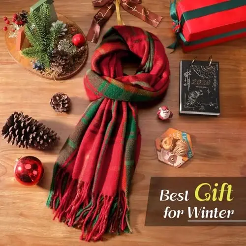 Clothirily Womens Winter Scarf, Fashion CasModazoneere Feel Plaid Scarfs for Women, PasModazoneina Shawls and Wraps, Long Blanket Scarf - 7
