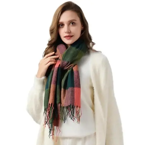 Clothirily Womens Winter Scarf, Fashion CasModazoneere Feel Plaid Scarfs for Women, PasModazoneina Shawls and Wraps, Long Blanket Scarf - 3