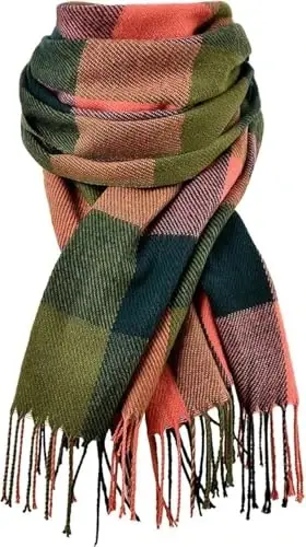 Clothirily Womens Winter Scarf, Fashion CasModazoneere Feel Plaid Scarfs for Women, PasModazoneina Shawls and Wraps, Long Blanket Scarf 