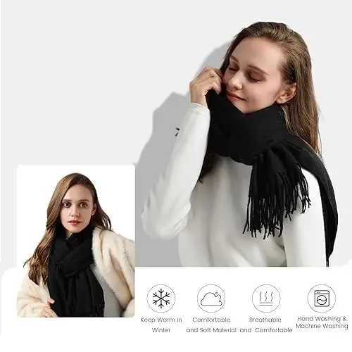 Clothirily Womens Winter Scarf, Fashion CasModazoneere Feel Plaid Scarfs for Women, PasModazoneina Shawls and Wraps, Long Blanket Scarf - 5