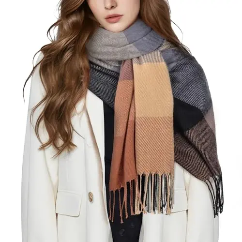 Clothirily Womens Winter Scarf, Fashion CasModazoneere Feel Plaid Scarfs for Women, PasModazoneina Shawls and Wraps, Long Blanket Scarf 