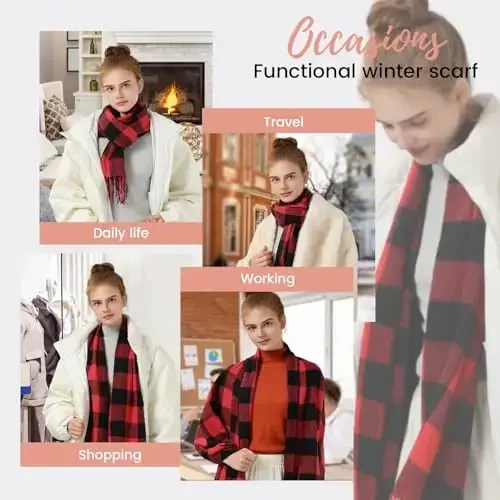 Clothirily Womens Winter Scarf, Fashion CasModazoneere Feel Plaid Scarfs for Women, PasModazoneina Shawls and Wraps, Long Blanket Scarf - 7