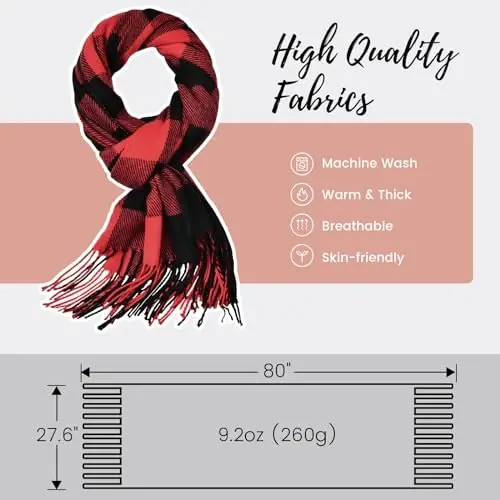 Clothirily Womens Winter Scarf, Fashion CasModazoneere Feel Plaid Scarfs for Women, PasModazoneina Shawls and Wraps, Long Blanket Scarf - 3