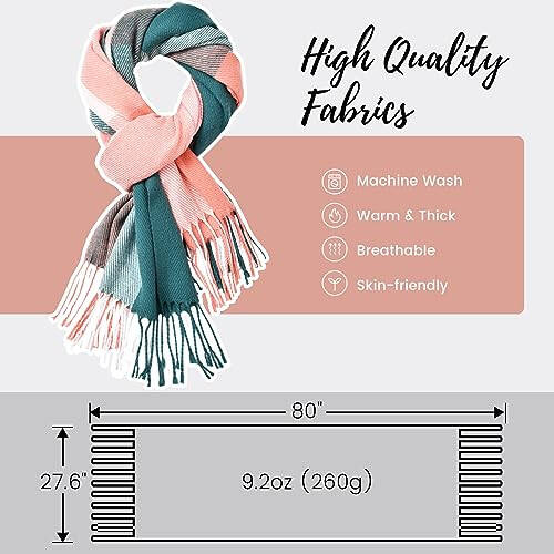 Clothirily Womens Winter Scarf, Fashion Cashmere Feel Plaid Scarfs for Women, Pashmina Shawls and Wraps, Long Blanket Scarf - 3