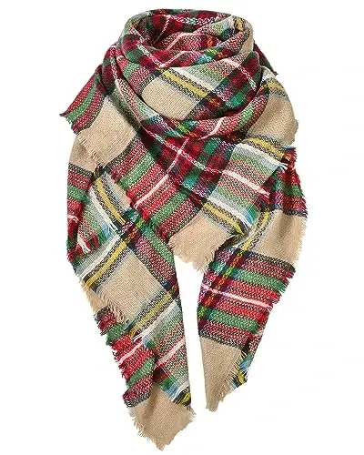 Clothirily Womens Winter Scarf, Fashion CasModazoneere Feel Plaid Scarfs for Women, PasModazoneina Shawls and Wraps, Long Blanket Scarf - 1