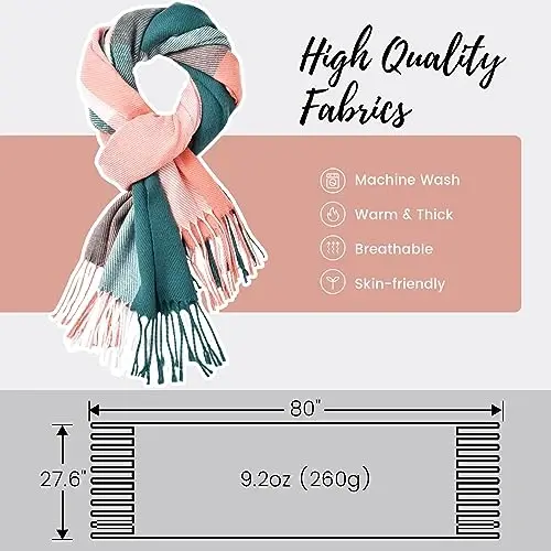 Clothirily Womens Winter Scarf, Fashion CasModazoneere Feel Plaid Scarfs for Women, PasModazoneina Shawls and Wraps, Long Blanket Scarf - 4