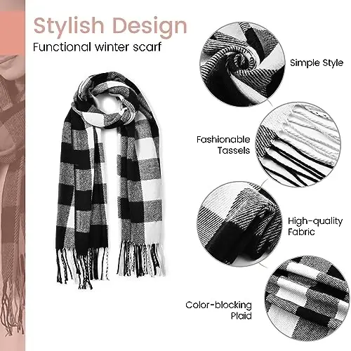 Clothirily Womens Winter Scarf, Fashion CasModazoneere Feel Plaid Scarfs for Women, PasModazoneina Shawls and Wraps, Long Blanket Scarf - 4