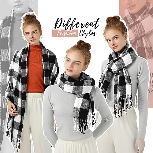 Clothirily Womens Winter Scarf, Fashion CasModazoneere Feel Plaid Scarfs for Women, PasModazoneina Shawls and Wraps, Long Blanket Scarf - 5