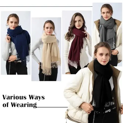 Clothirily Womens Winter Scarf, Fashion CasModazoneere Feel Plaid Scarfs for Women, PasModazoneina Shawls and Wraps, Long Blanket Scarf - 7