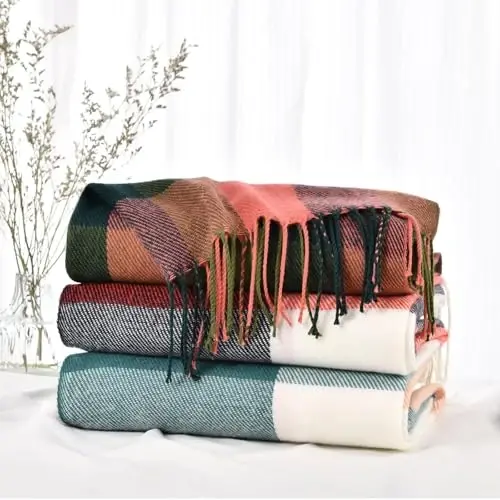 Clothirily Womens Winter Scarf, Fashion CasModazoneere Feel Plaid Scarfs for Women, PasModazoneina Shawls and Wraps, Long Blanket Scarf - 6