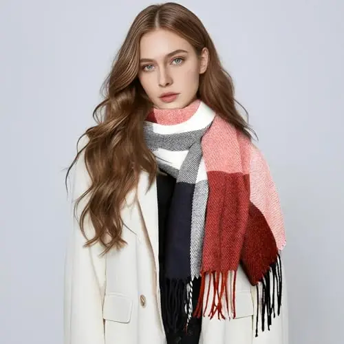 Clothirily Womens Winter Scarf, Fashion CasModazoneere Feel Plaid Scarfs for Women, PasModazoneina Shawls and Wraps, Long Blanket Scarf - 2