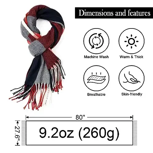 Clothirily Womens Winter Scarf, Fashion CasModazoneere Feel Plaid Scarfs for Women, PasModazoneina Shawls and Wraps, Long Blanket Scarf - 3