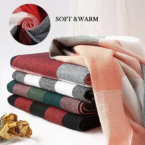 Clothirily Womens Winter Scarf, Fashion CasModazoneere Feel Plaid Scarfs for Women, PasModazoneina Shawls and Wraps, Long Blanket Scarf - 5