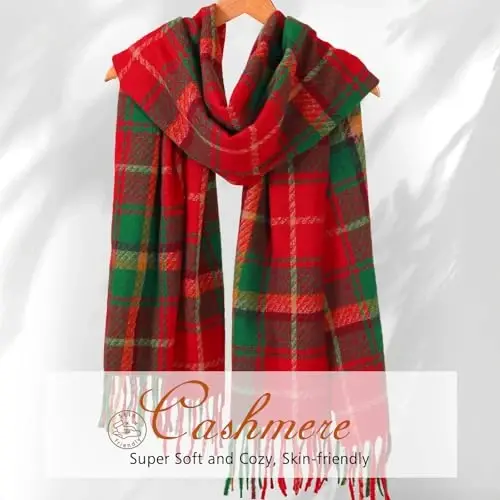 Clothirily Womens Winter Scarf, Fashion CasModazoneere Feel Plaid Scarfs for Women, PasModazoneina Shawls and Wraps, Long Blanket Scarf - 2