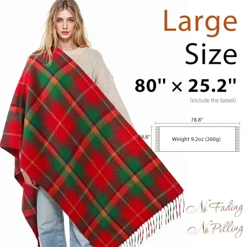 Clothirily Womens Winter Scarf, Fashion CasModazoneere Feel Plaid Scarfs for Women, PasModazoneina Shawls and Wraps, Long Blanket Scarf - 3