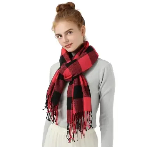 Clothirily Womens Winter Scarf, Fashion CasModazoneere Feel Plaid Scarfs for Women, PasModazoneina Shawls and Wraps, Long Blanket Scarf - 2