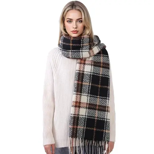Clothirily Womens Winter Scarf, Fashion CasModazoneere Feel Plaid Scarfs for Women, PasModazoneina Shawls and Wraps, Long Blanket Scarf - CLOTHIRILY (1)