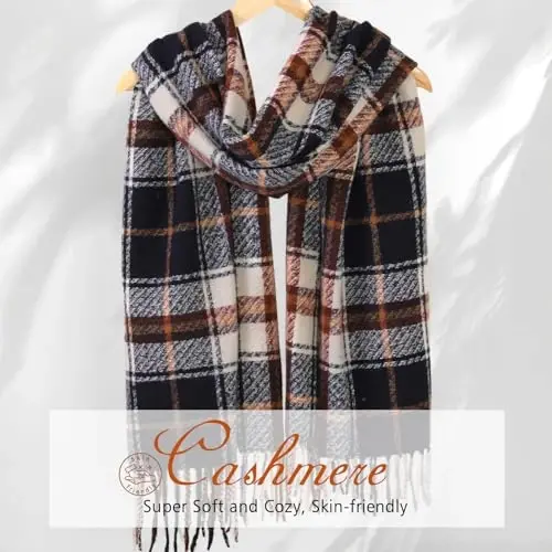 Clothirily Womens Winter Scarf, Fashion CasModazoneere Feel Plaid Scarfs for Women, PasModazoneina Shawls and Wraps, Long Blanket Scarf - 3