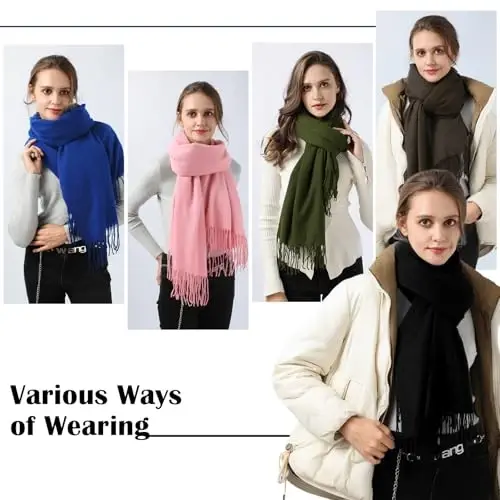 Clothirily Womens Winter Scarf, Oversized Long Blanket Plaid Shawl Wrap | Soft CasModazoneere Feel, Warm PasModazoneina Shawl and Wrap, Fashion Plaid Pattern with Tassel, Oversized Fit, Ideal Fall Winter Gift - 6