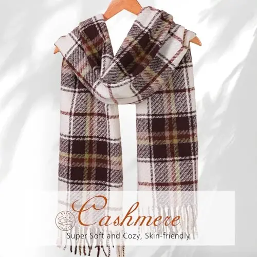 Clothirily Womens Winter Scarf, Oversized Long Blanket Plaid Shawl Wrap | Soft CasModazoneere Feel, Warm PasModazoneina Shawl and Wrap, Fashion Plaid Pattern with Tassel, Oversized Fit, Ideal Fall Winter Gift - 3