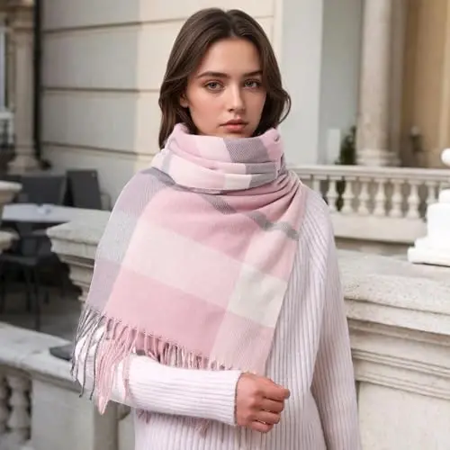 Clothirily Womens Winter Scarf, Fashion CasModazoneere Feel Plaid Scarfs for Women, PasModazoneina Shawls and Wraps, Long Blanket Scarf - 2