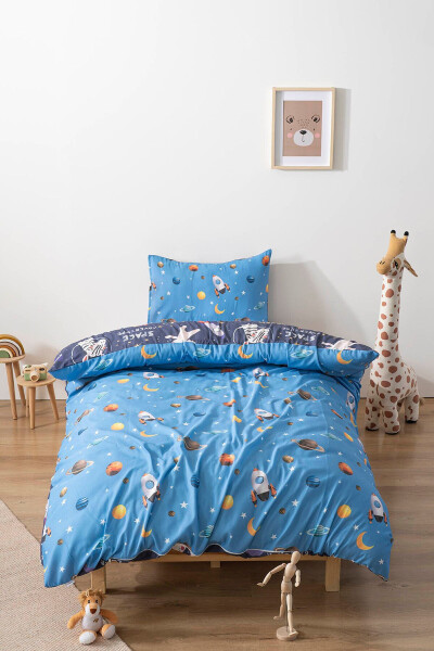 Clouds and Space Shuttle Double-Sided Children's Bed Set - 1